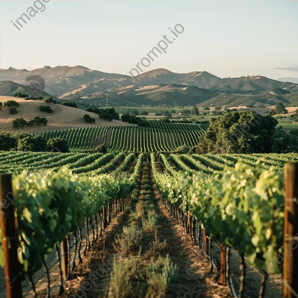 Aerial view of lush vineyard with grapevines and rolling hills - Image 4