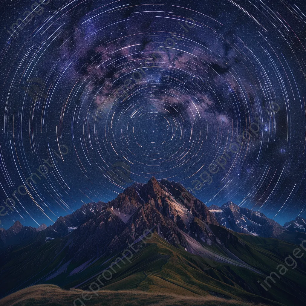 Long exposure photo of stars over a mountain landscape - Image 2