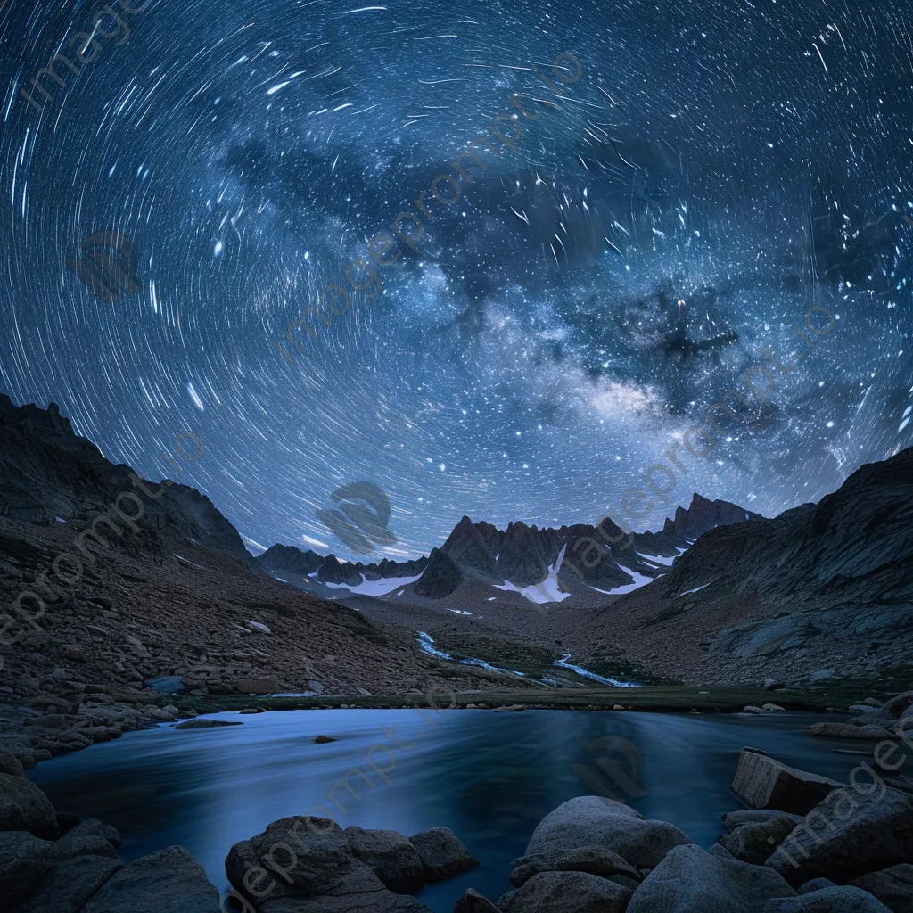 Long exposure photo of stars over a mountain landscape - Image 4