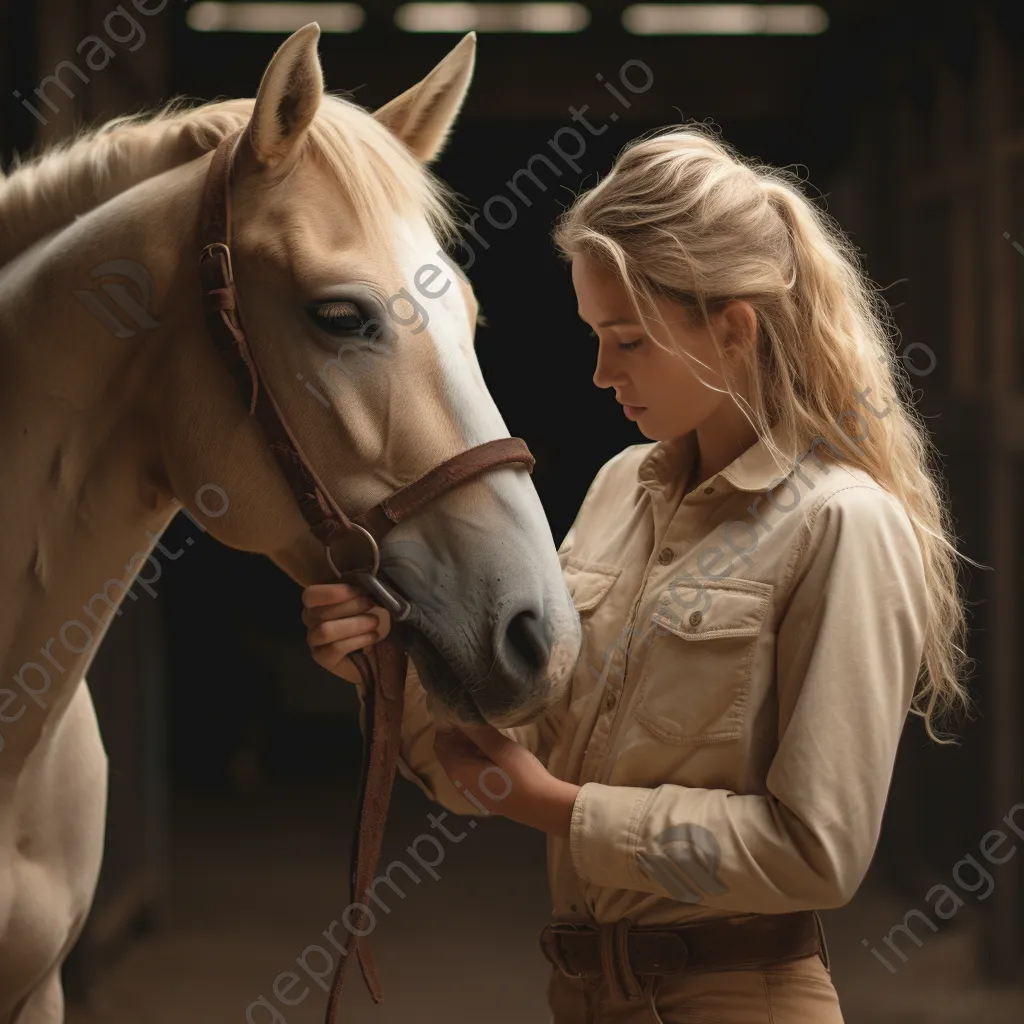 Trainer bonding with a young horse using natural horsemanship techniques. - Image 2