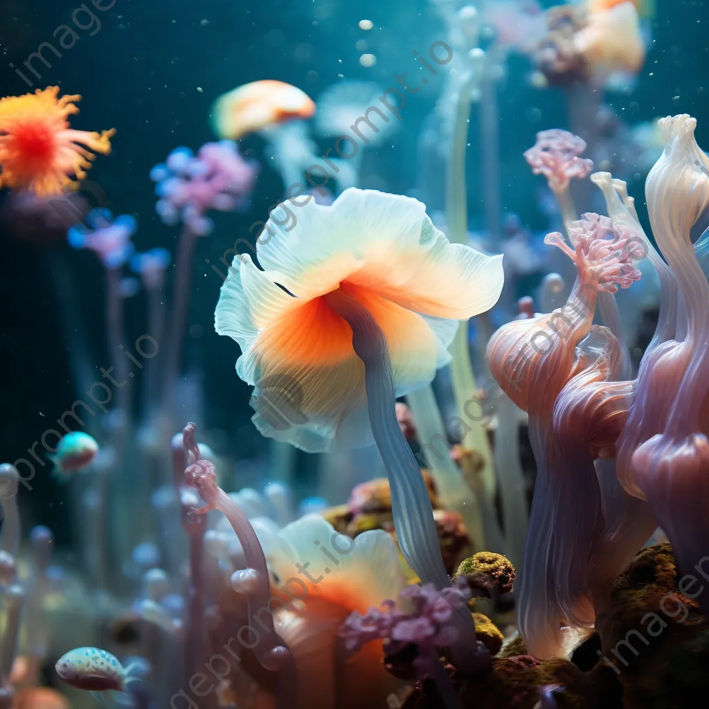 Underwater scene with colorful anemones and fish - Image 2