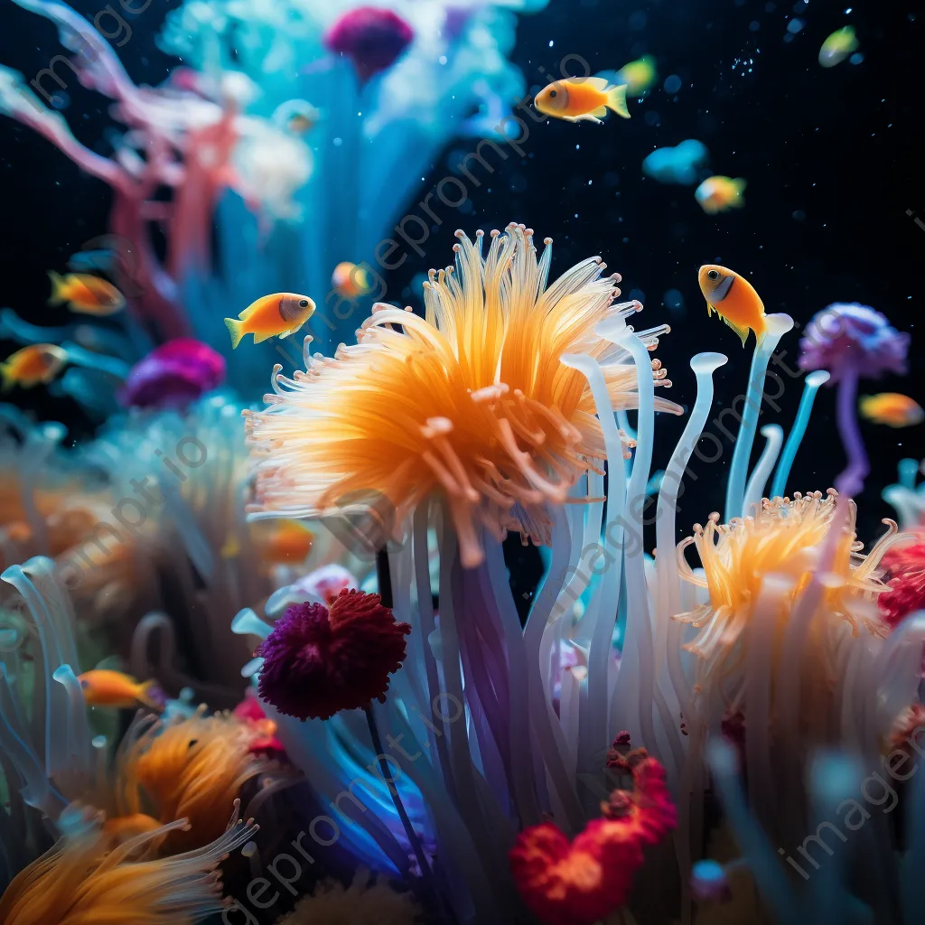 Underwater scene with colorful anemones and fish - Image 4