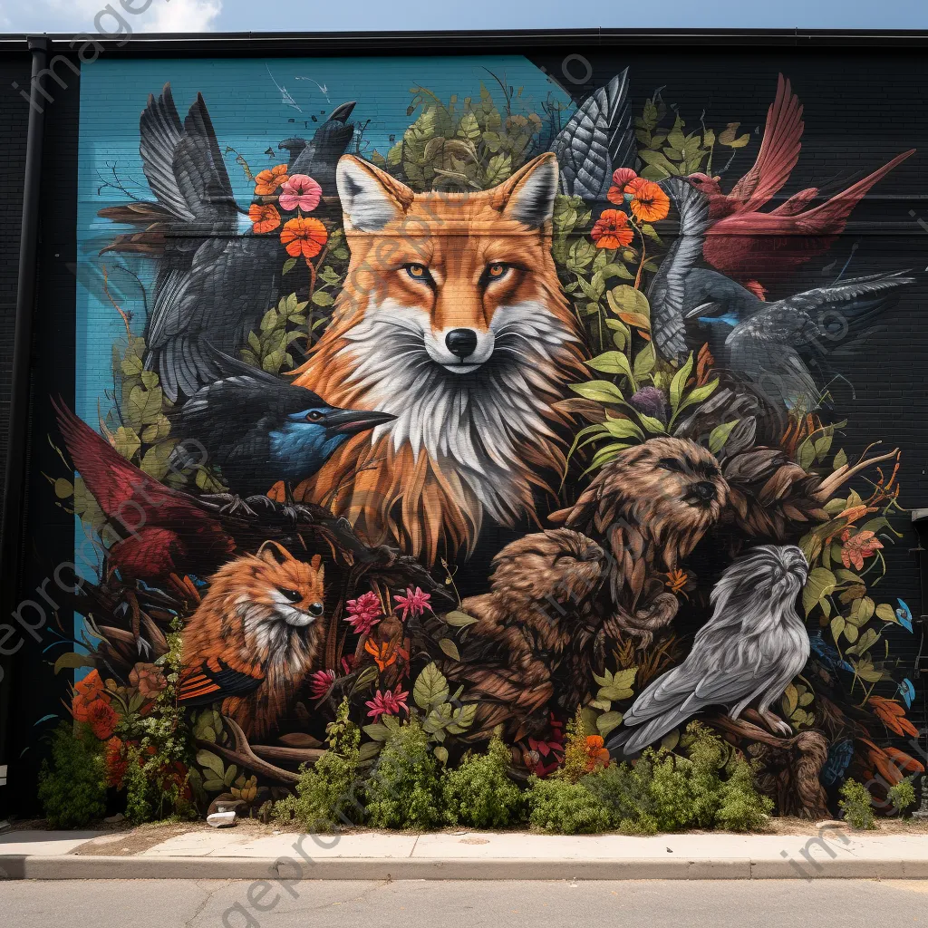 Detailed street art depicting wildlife on a sidewalk - Image 2