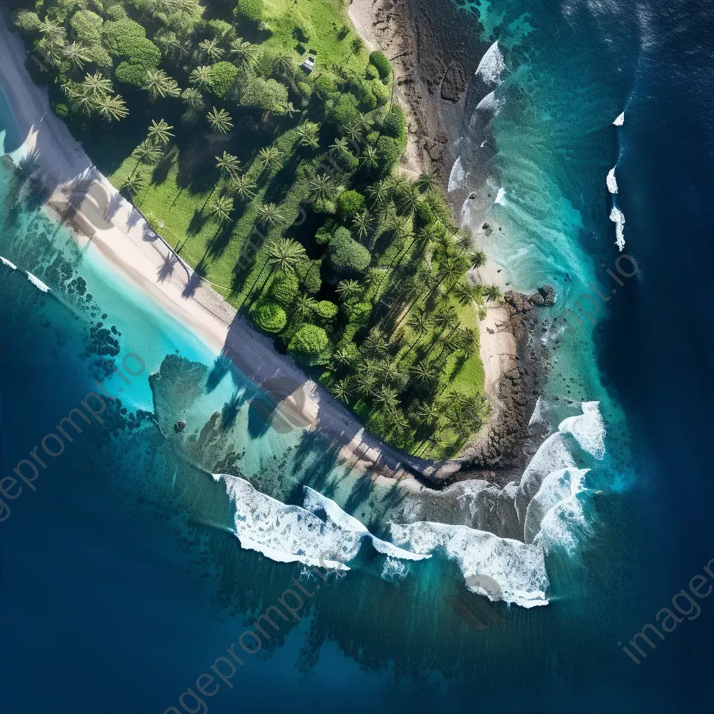 High-resolution satellite image of a tropical island with lush greenery, turquoise waters, and sandy beaches. - Image 2