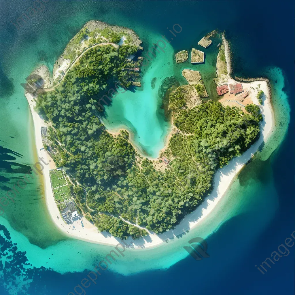 High-resolution satellite image of a tropical island with lush greenery, turquoise waters, and sandy beaches. - Image 3