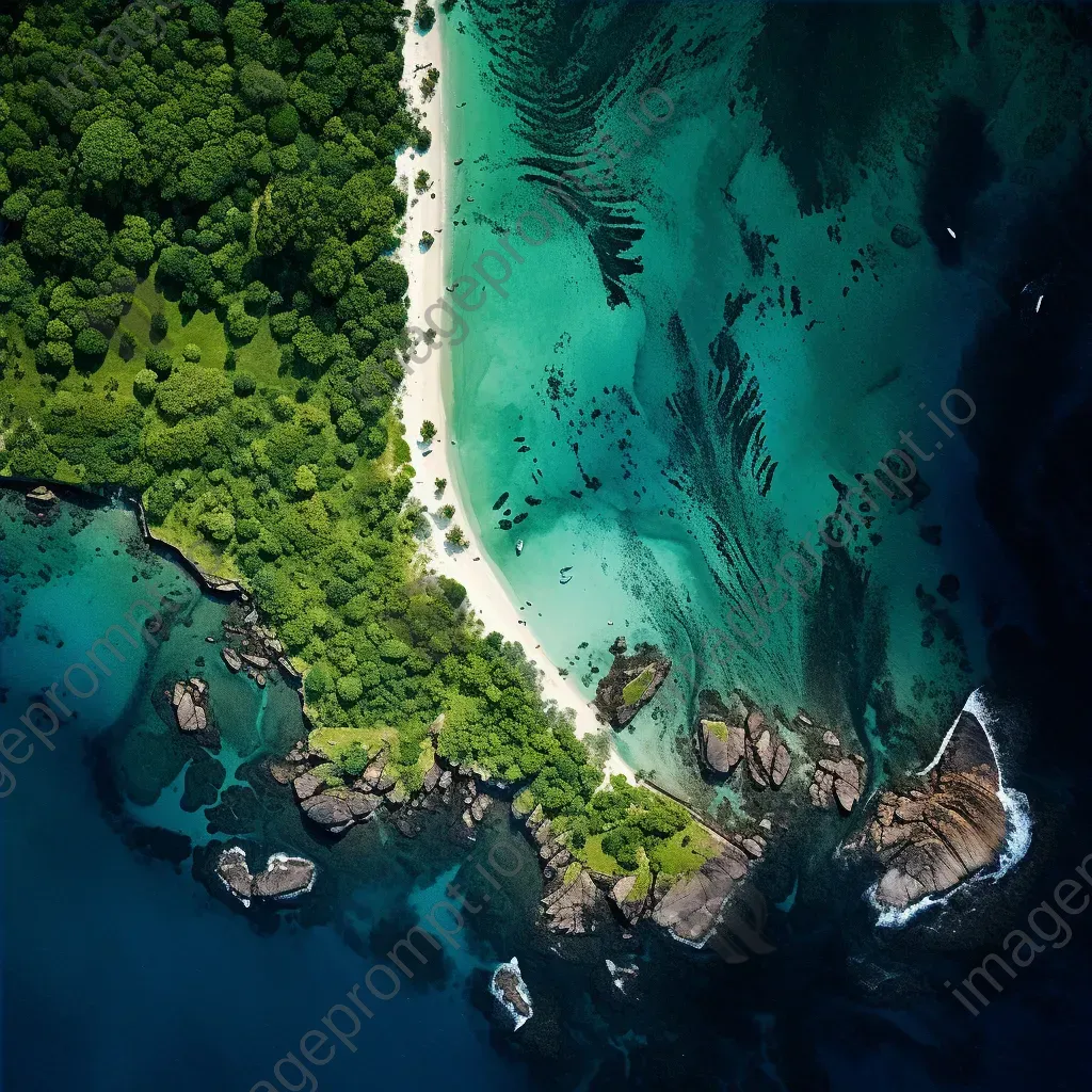 High-resolution satellite image of a tropical island with lush greenery, turquoise waters, and sandy beaches. - Image 4