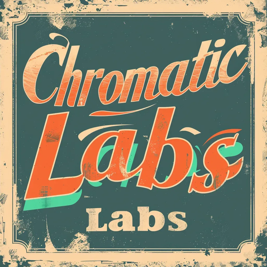 Retro vintage logo design with teal, orange, and cream colors for Chromatic Labs - Image 2