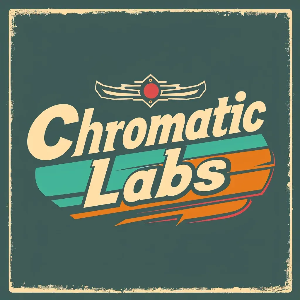 Retro vintage logo design with teal, orange, and cream colors for Chromatic Labs - Image 3