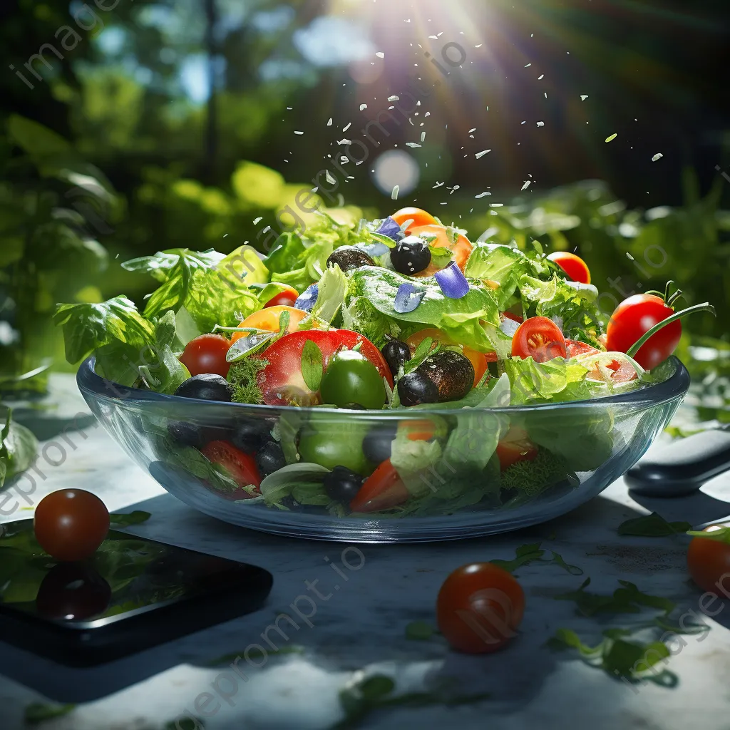 Vibrant salad bowl with fresh greens and cherry tomatoes - Image 1