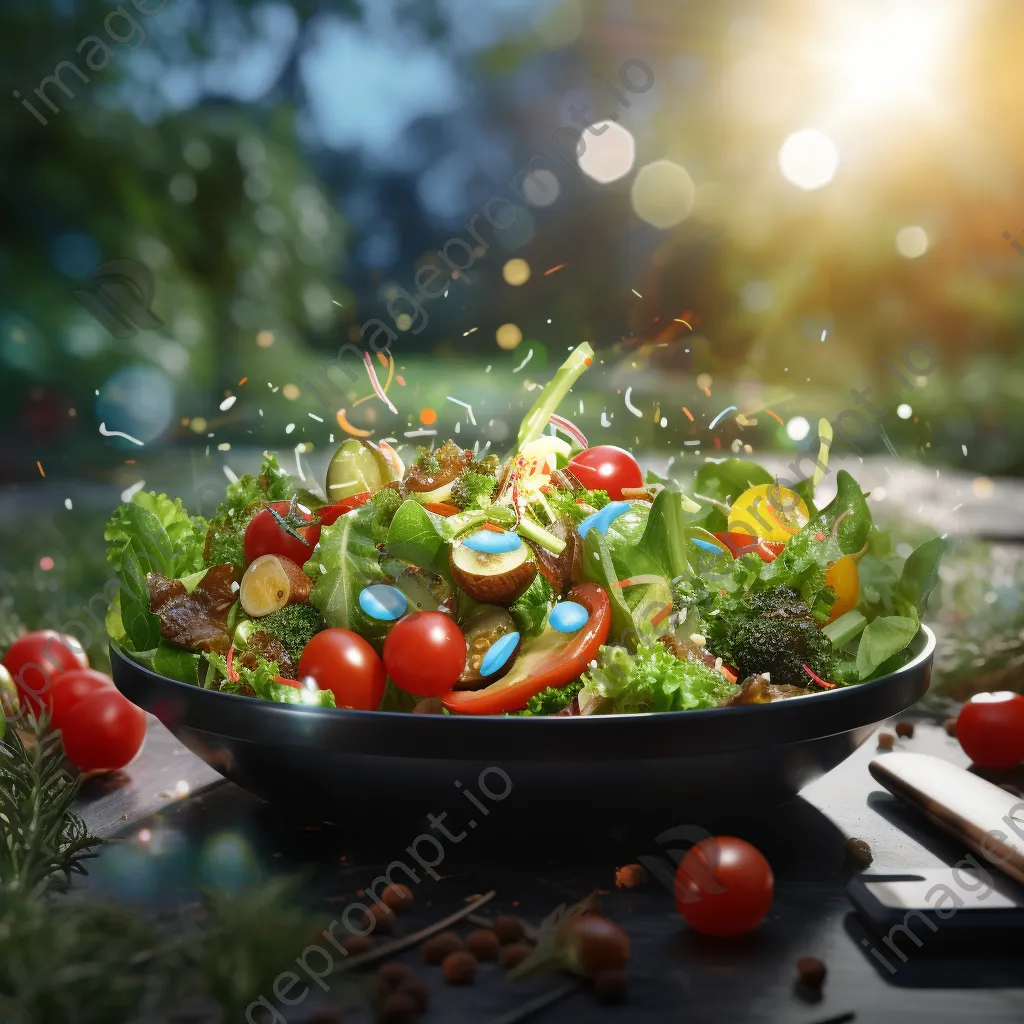 Vibrant salad bowl with fresh greens and cherry tomatoes - Image 2