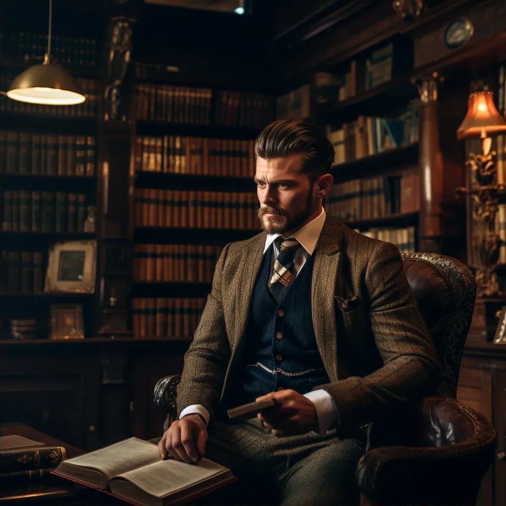 Vintage portrait of a retro-inspired gentleman in a vintage library - Image 2