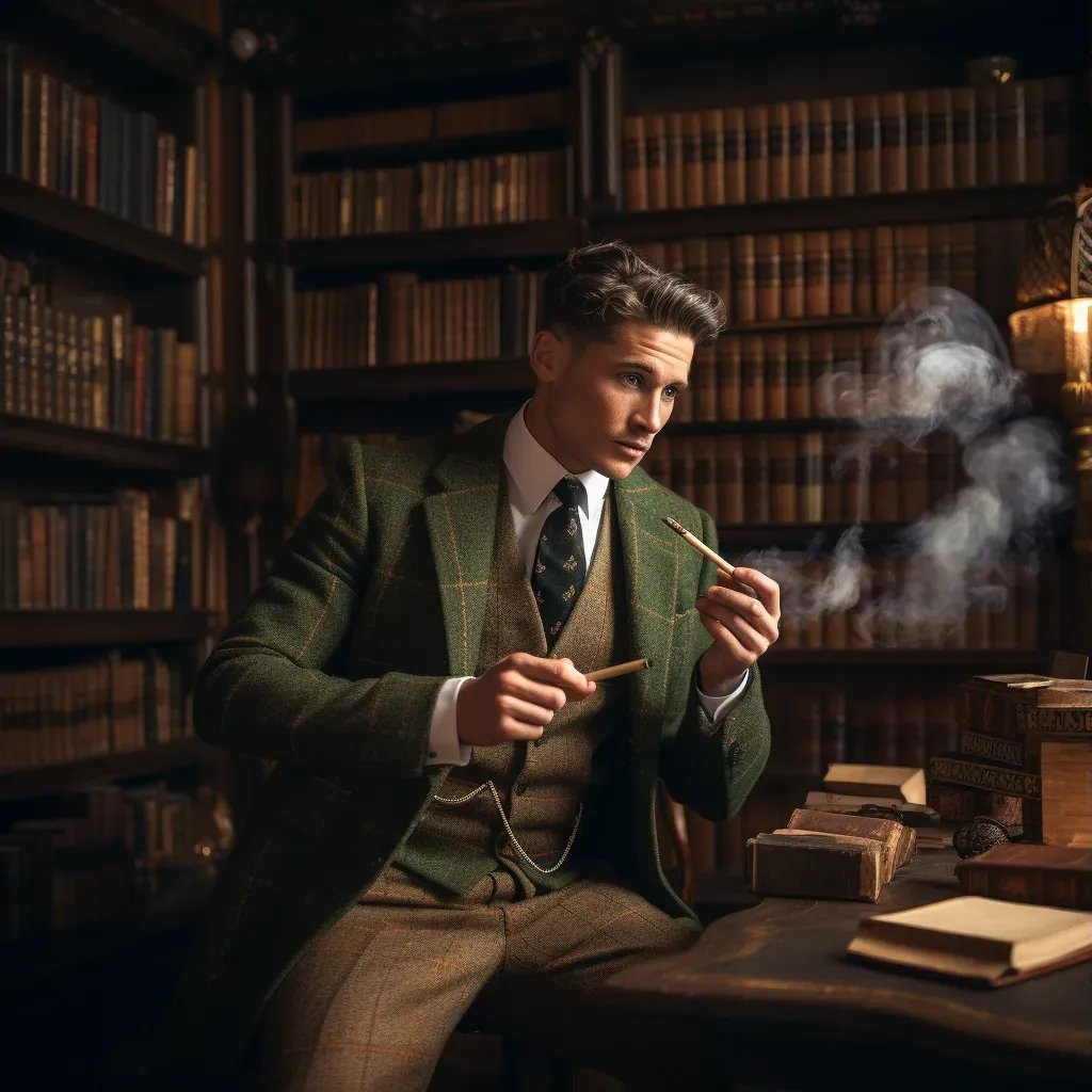 Vintage portrait of a retro-inspired gentleman in a vintage library - Image 3