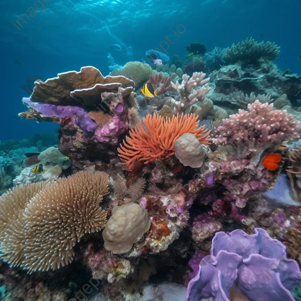 Colorful coral reef with sea creatures, shot with a Canon EOS R6. - Image 1