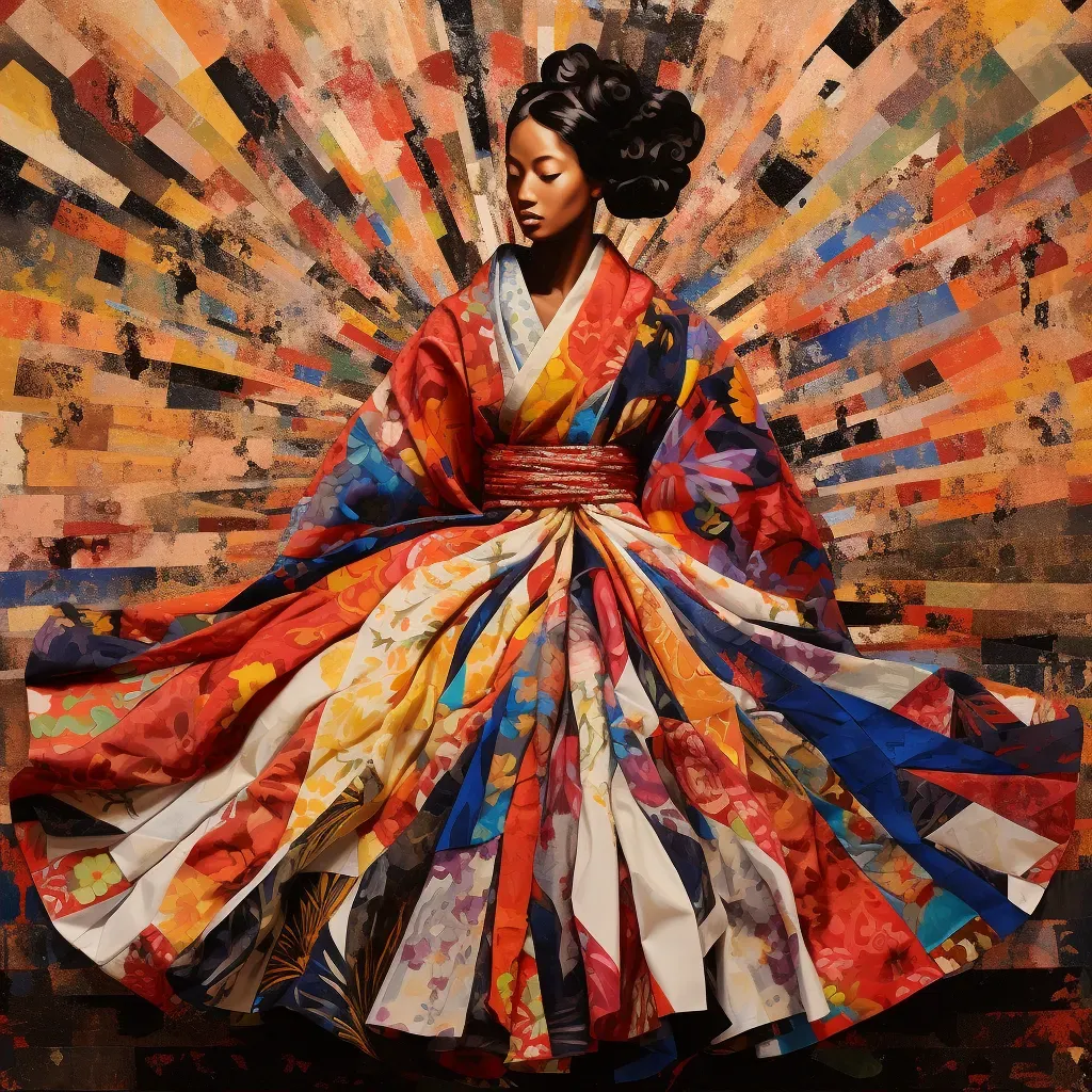 Image of a traditional Korean hanbok dress made from vibrant African Ankara print fabric - Image 2