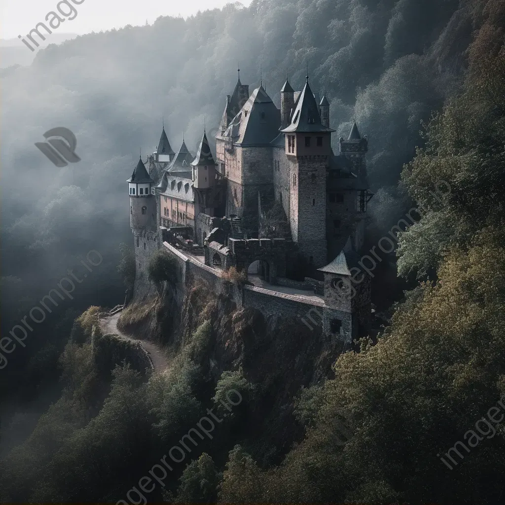 Medieval castle on hilltop with turrets - Image 2