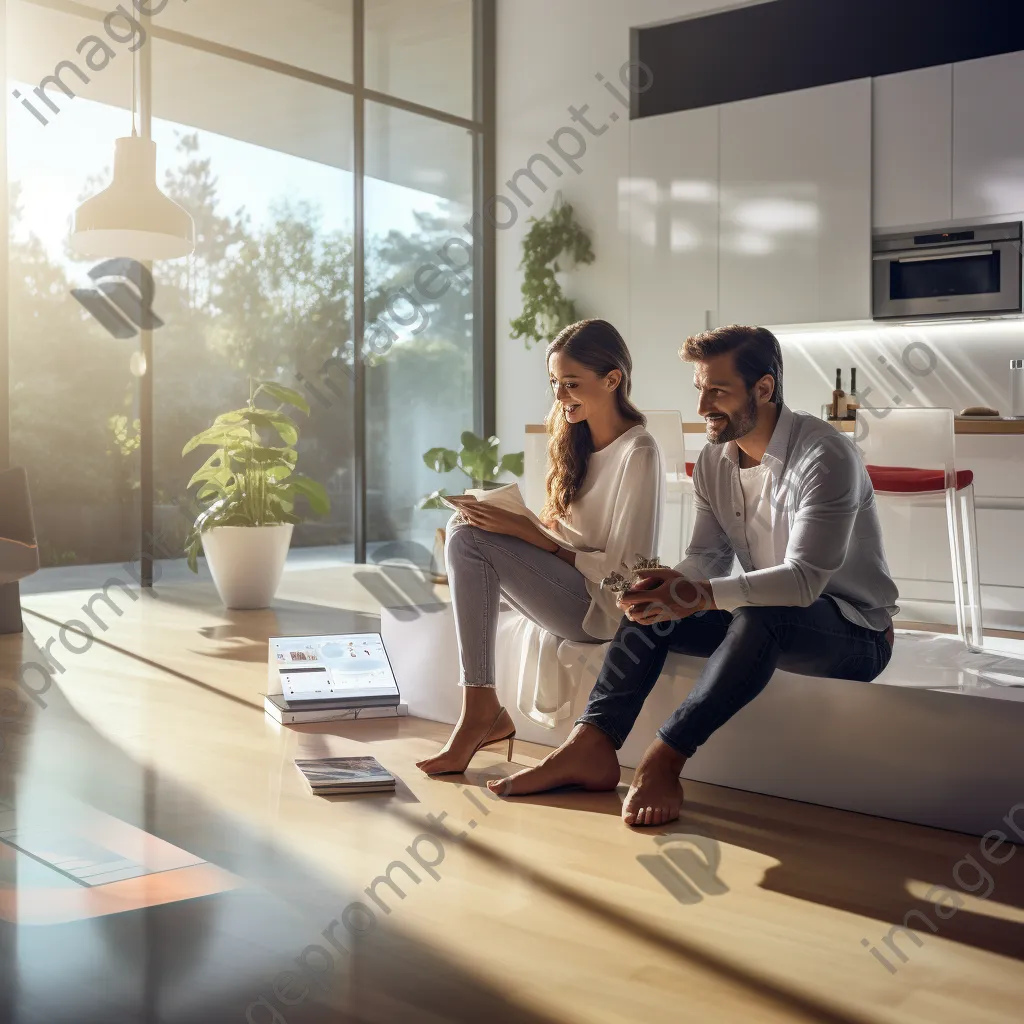 Couple using a smart home application for energy monitoring - Image 1