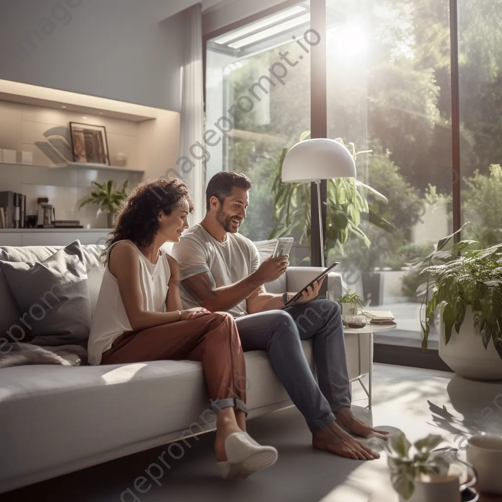 Couple using a smart home application for energy monitoring - Image 3