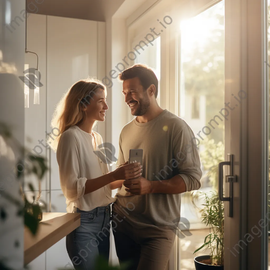 Couple using a smart home application for energy monitoring - Image 4