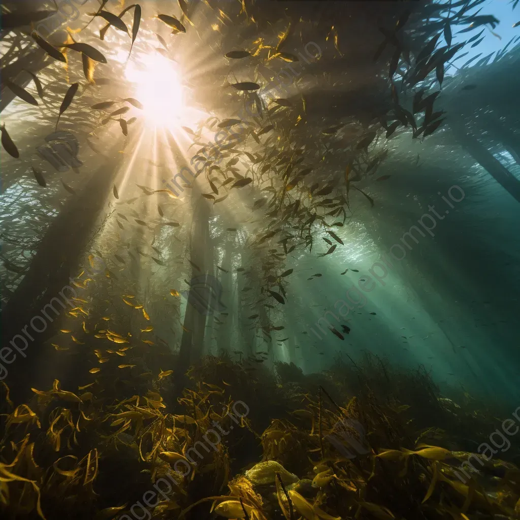 Underwater kelp forest with fish and sunlight - Image 4