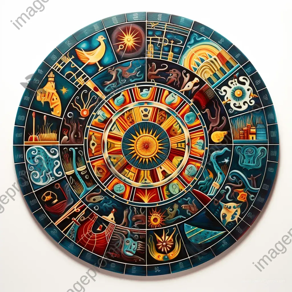 Cubist representation of zodiac wheel with each house depicted as a cosmic event - Image 3