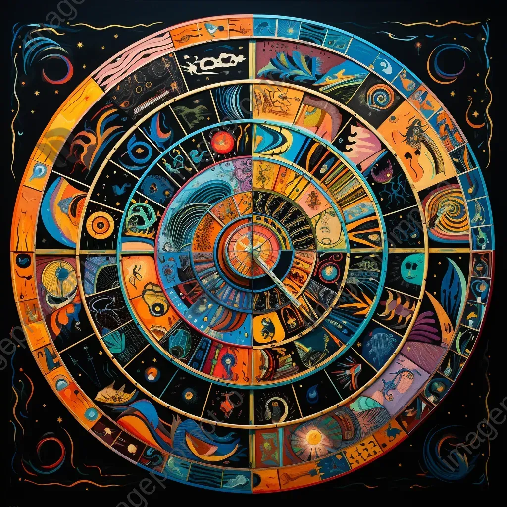 Cubist representation of zodiac wheel with each house depicted as a cosmic event - Image 4