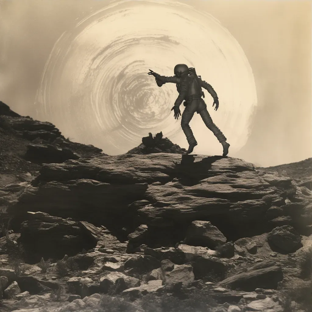 Artistic depiction of astronaut stepping onto alien planet, symbolizing exploration and discovery - Image 3