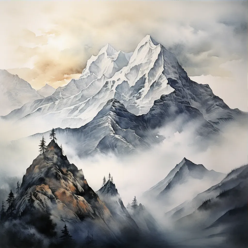 Image of the Himalayan peaks at dawn with mist-filled valleys - Image 3