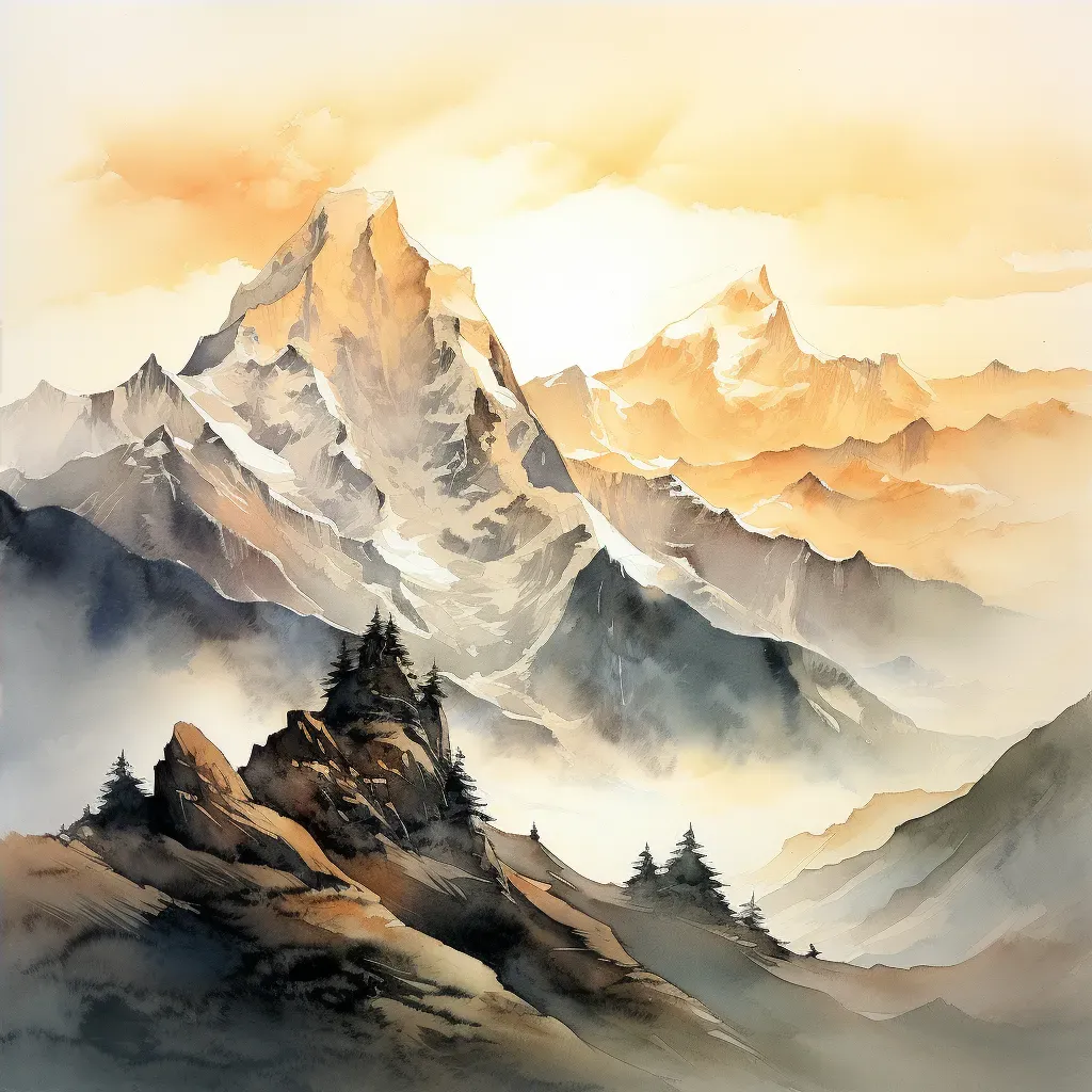 Image of the Himalayan peaks at dawn with mist-filled valleys - Image 4