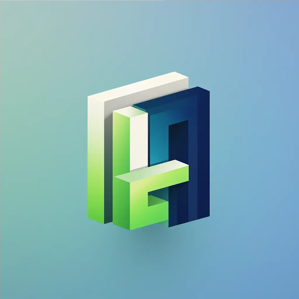 Abstract building manufacturer logo with blue and green colors on a white background - Image 4