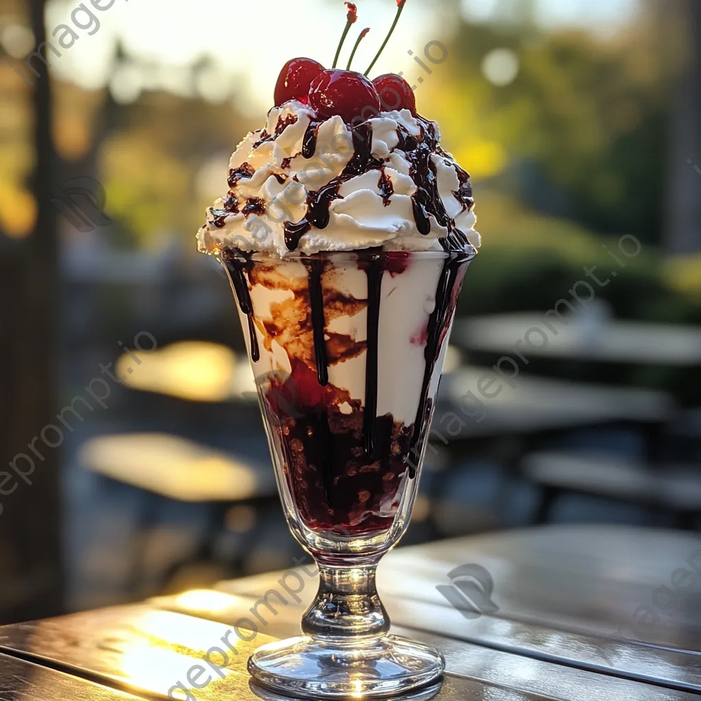 Ice cream sundae in tall glass - Image 1