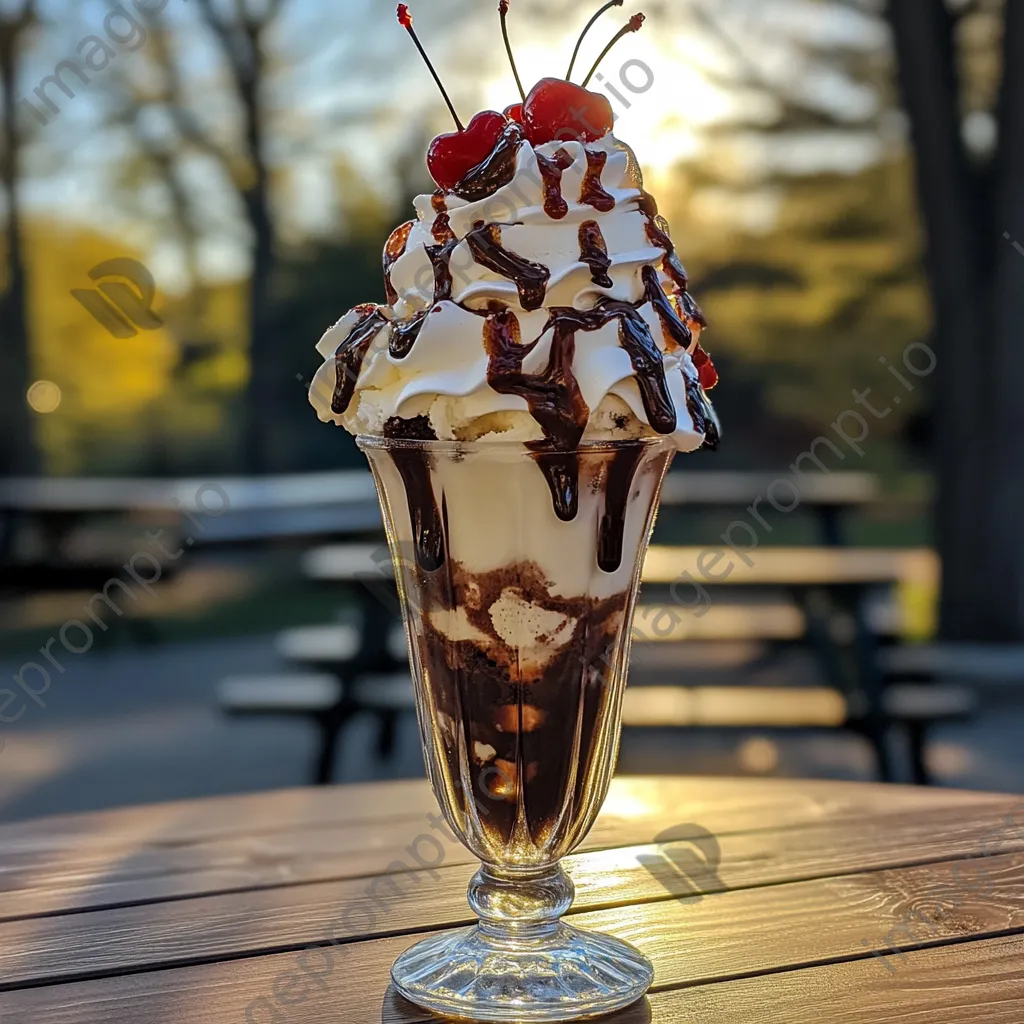 Ice cream sundae in tall glass - Image 2