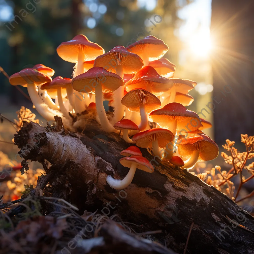 Multi-colored mushrooms at the base of a tree - Image 4