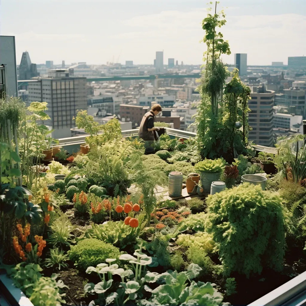 Image of an urban garden on a rooftop promoting urban farming - Image 2