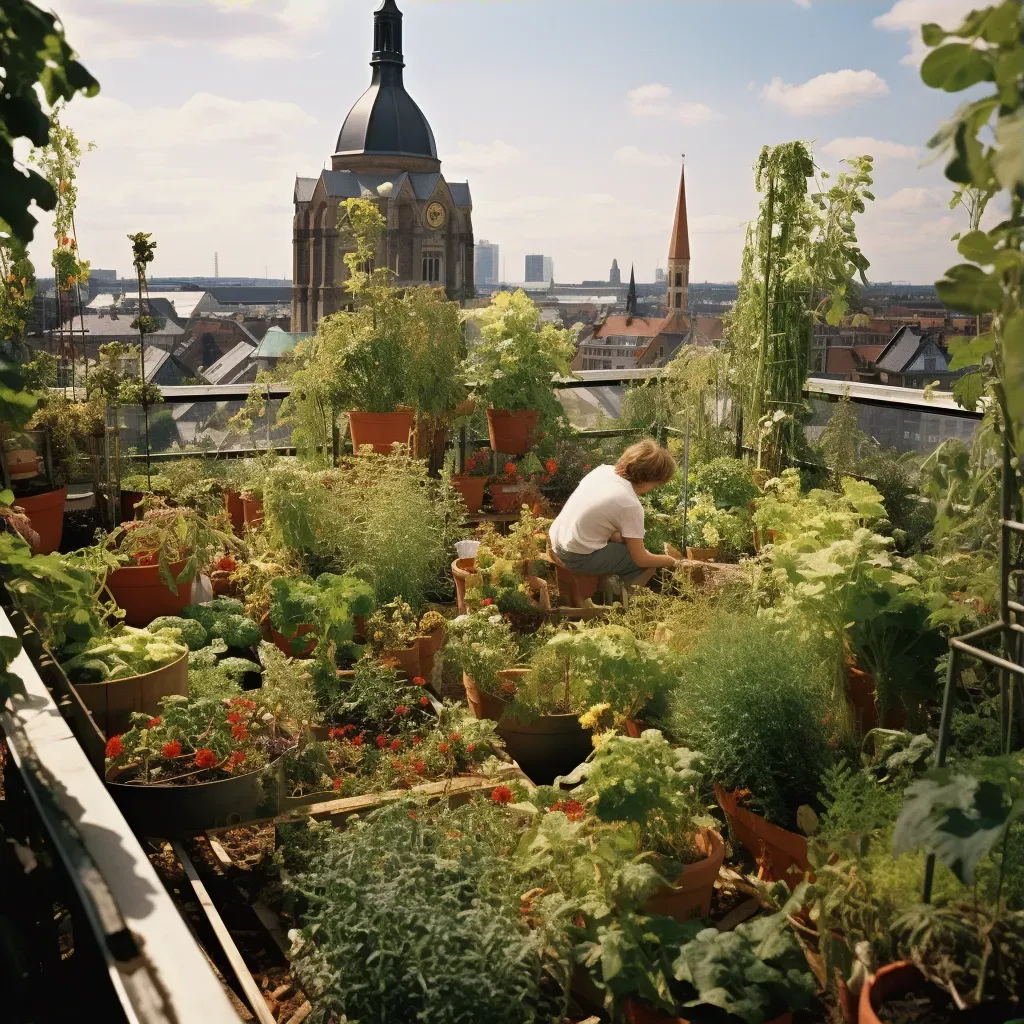 Image of an urban garden on a rooftop promoting urban farming - Image 3