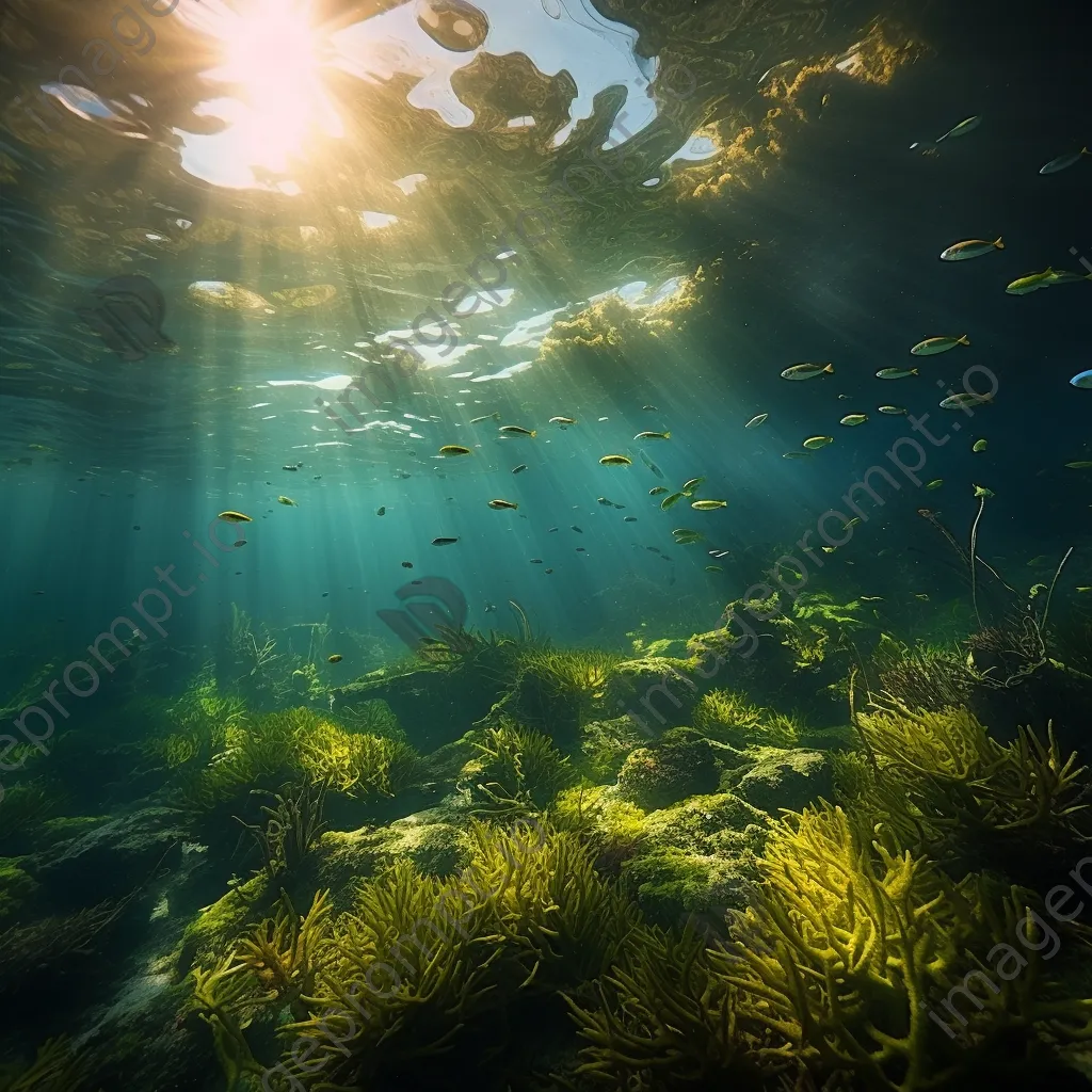 Underwater garden with seaweed and schools of fish - Image 2