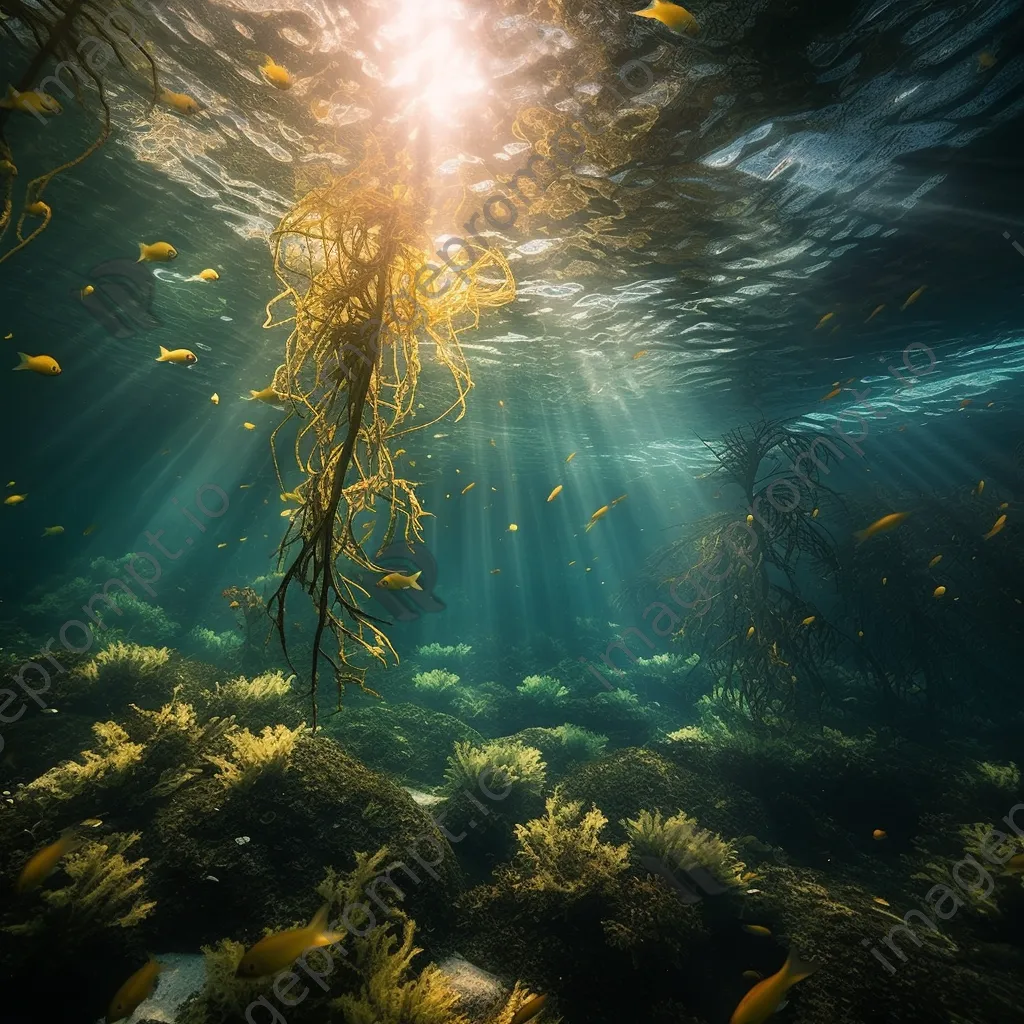 Underwater garden with seaweed and schools of fish - Image 3