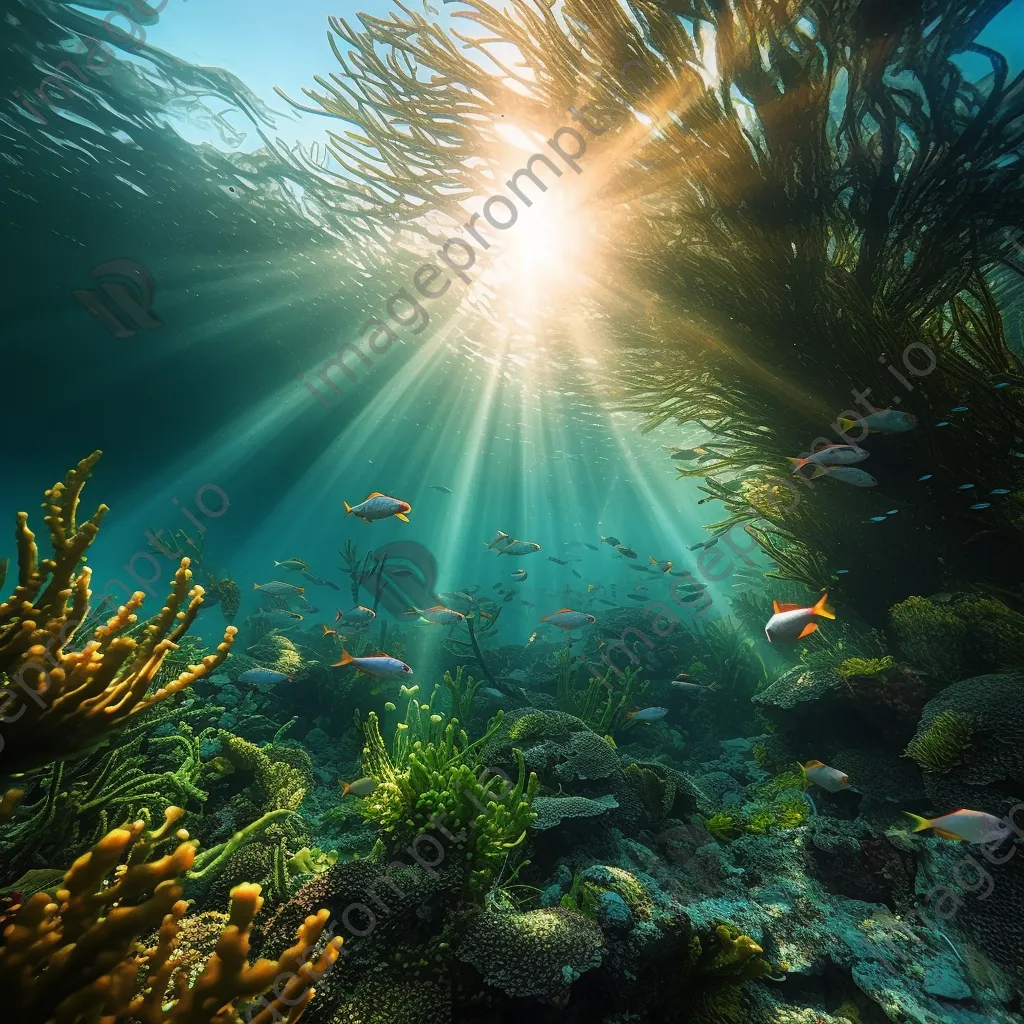 Underwater garden with seaweed and schools of fish - Image 4