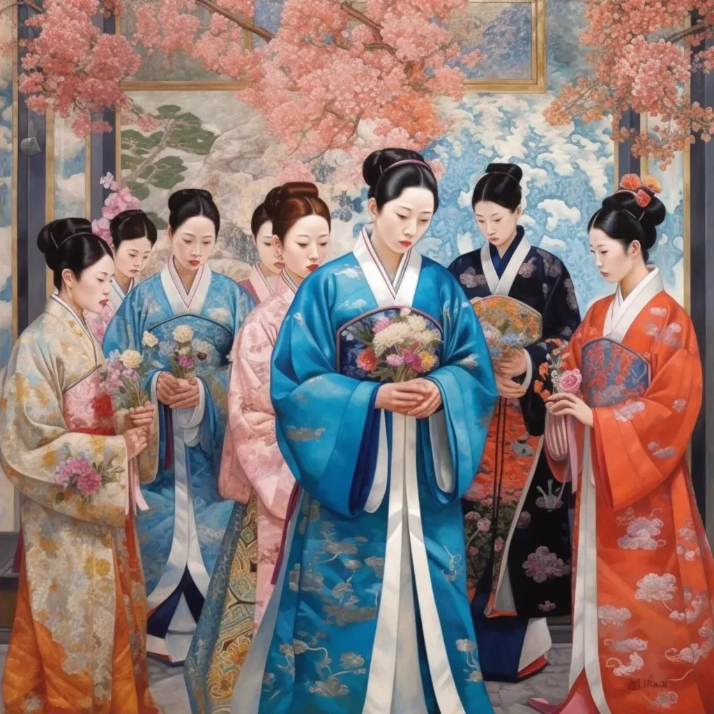 Traditional Korean Hanbok Ceremony with vibrant silk hanboks - Image 2