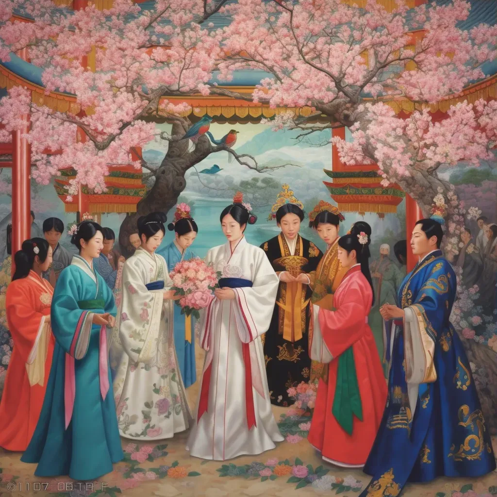 Traditional Korean Hanbok Ceremony with vibrant silk hanboks - Image 3