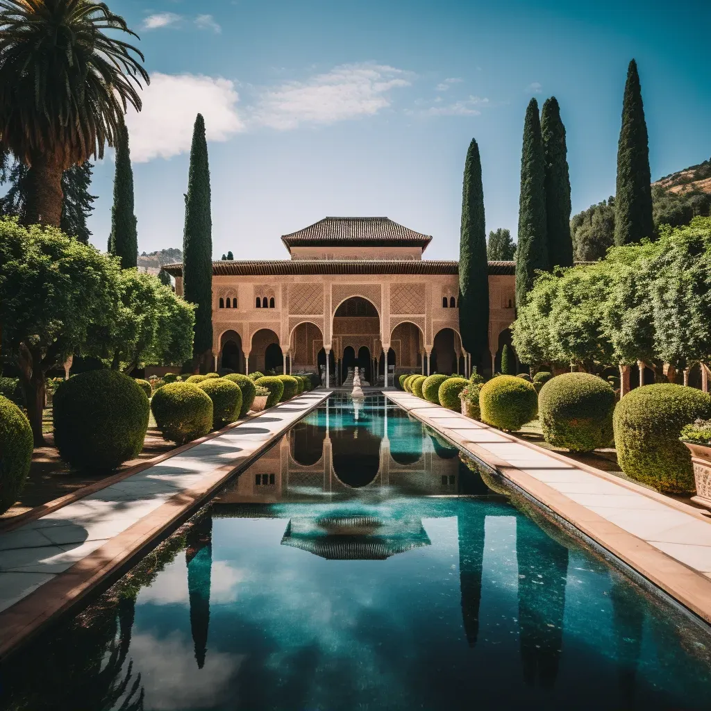 Intricate Moorish architecture of the Alhambra Palace in Granada, Spain - Image 2