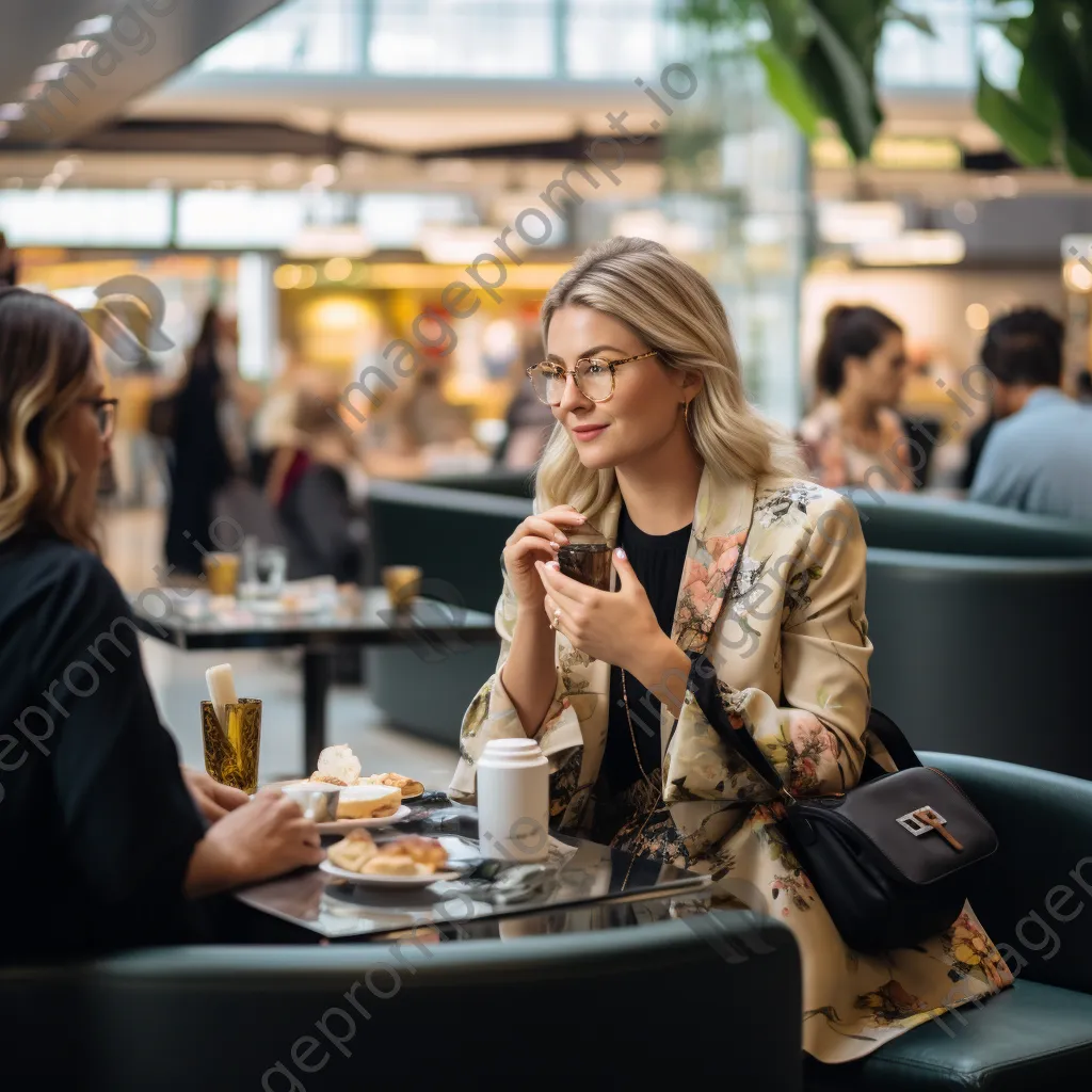 Business team meeting in vibrant airport café. - Image 2