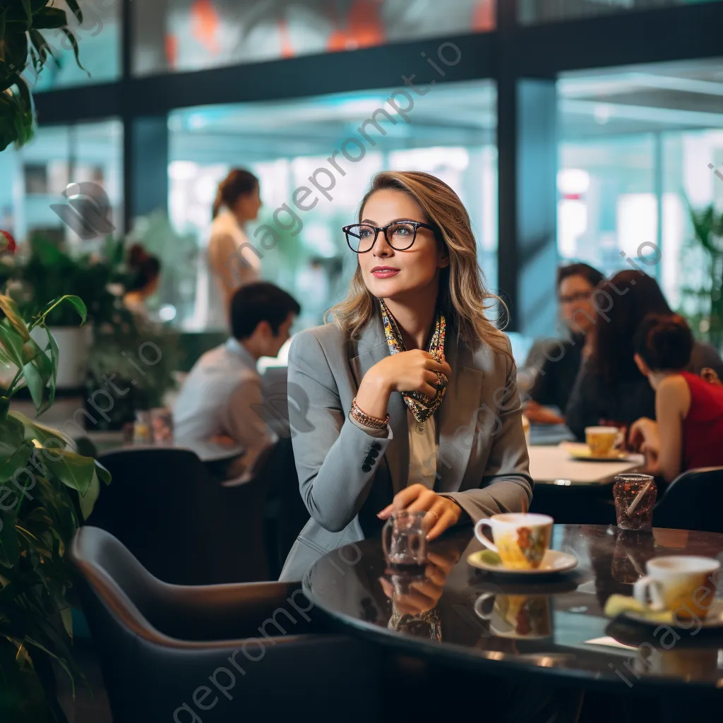 Business team meeting in vibrant airport café. - Image 3