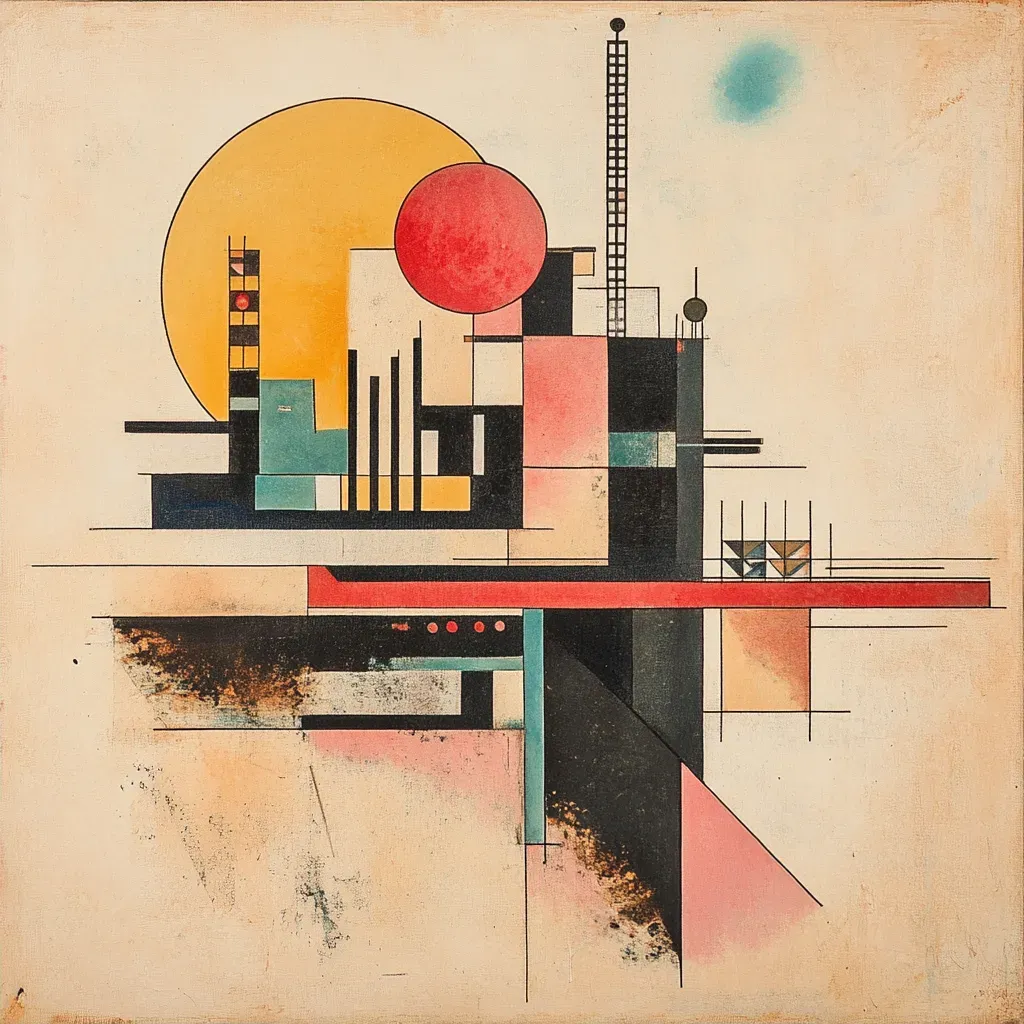 Bauhaus-style depiction of a modern cityscape - Image 2