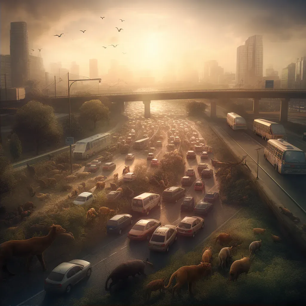 Urban cityscape with animals instead of vehicles - Image 2