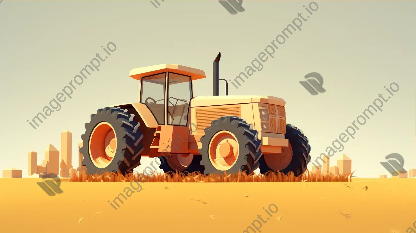 Low poly tractor in the field incorporating Bauhaus-style minimalism - Image 3