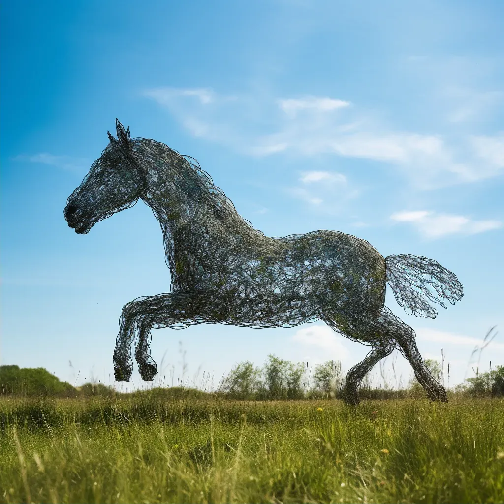 Lone horse galloping freely in a green meadow under a clear blue sky - Image 2