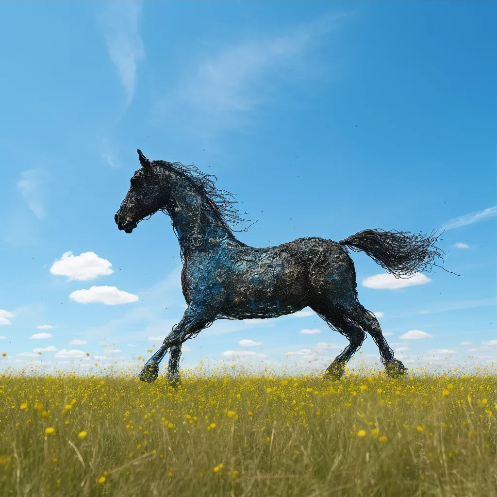 Lone horse galloping freely in a green meadow under a clear blue sky - Image 3