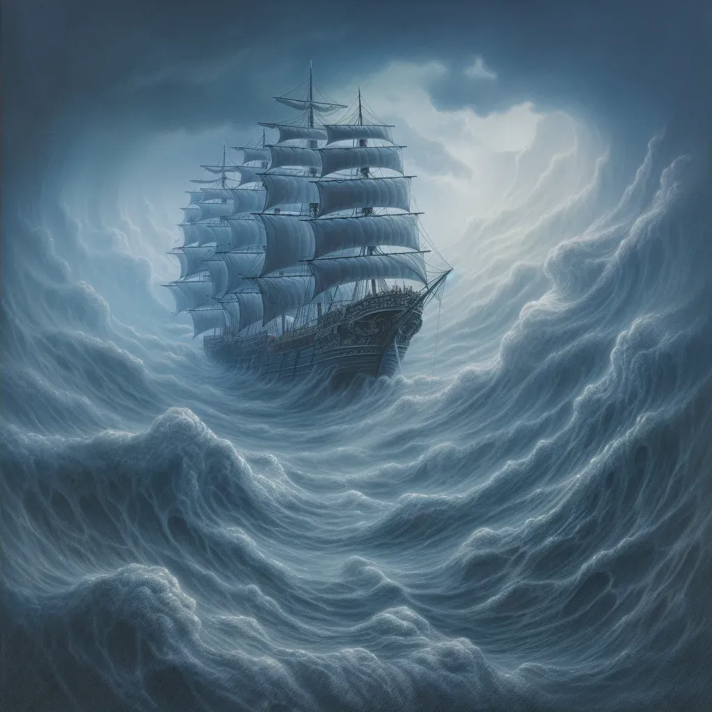 Ghost ship emerging from dense ocean fog - Image 2