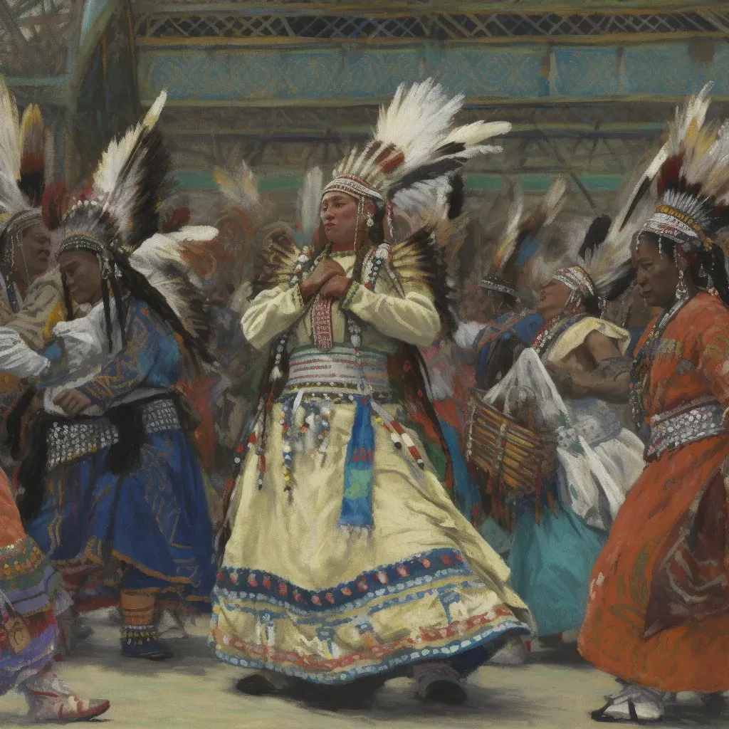 Native American powwow with colorful regalia dancers - Image 1