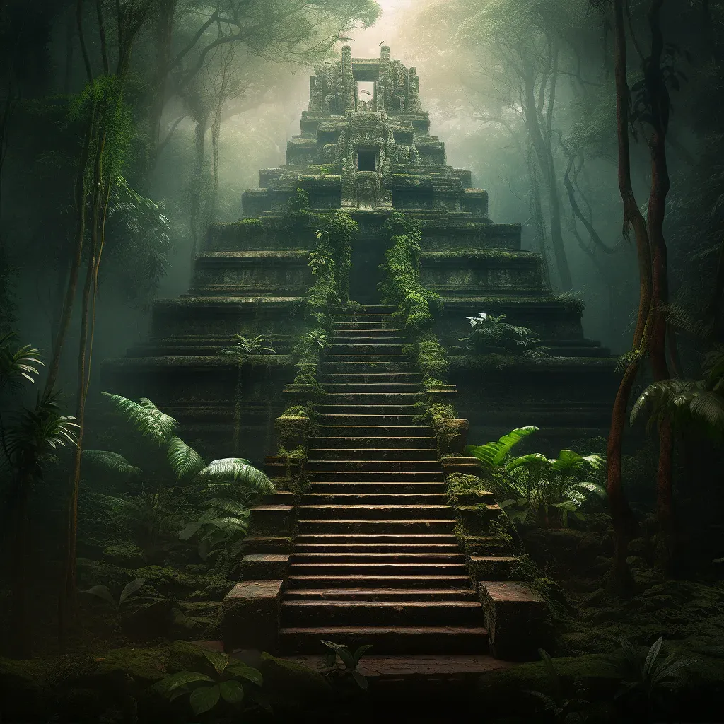 Ancient Mayan Temple in Dense Jungle